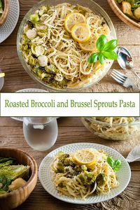 Roasted Broccoli and Brussel Sprouts Pasta is the perfect vegetarian pasta recipe for a fall or winter or spring dinner recipe from www.seasonedsprinkles.com #recipe #pasta #vegetarianrecipes #dinnerrecipes