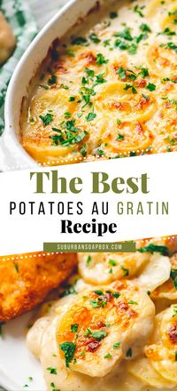 Rich, creamy and very cheesy….this is the Best Potatoes Au Gratin recipe around. Thinly sliced potatoes are combined with butter, cream and tons of cheese before being baked to a bubbly, golden perfection. Simple to prepare and fantastic for entertaining.