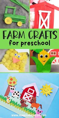 If you're searching for fun crafts for kids to make, you'll love all these farm projects! Each DIY is perfect for kids in preschool and kindergarten. Grab the printable templates or supplies from the dollar store to put together your own farm animals, barns, plants, and tractors at home or in the classroom.