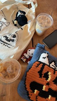 october first snoopy peanuts crochet putse tote bag nightmare before christmas coffee latte pumpkin spice