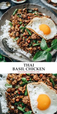 The fastest way to get great tasting Thai food is to make it in your own kitchen with this aromatic, flavorful and healthy Thai basil chicken recipe. {Gluten-Free Adaptable}