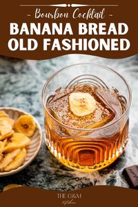 If you love banana bread, this is the cocktail for you! This banana bread old fashioned takes banana liqueur and Bourbon (two flavors that go so well together) and mixes them with a bit of brown sugar, walnut, and chocolate to make a sweet, elegant, and nostalgic cocktail! Save and make this this weekend!