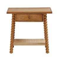 Arbor Wood Side Table with Spool Legs & Drawer