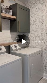 Hannah Crisp on Instagram: "Still one of my favorite transformations! 🤎 

I have a whole playlist of tutorials on my page in a playlist “laundry room makeover” 

#modernearthy #organicmodern #pewtergreen #laundryroommakeover #laundryroominspo"