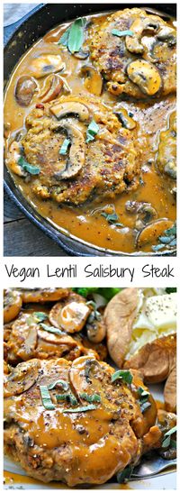 Vegan Lentil Salisbury Steak - Rabbit and Wolves