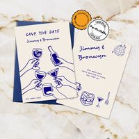 Illustrated Save the Date Invitation Template Hand Drawn Save Our Date Cards Colorful Scribble Illustrations Unique Save the Date Invites - Etsy UK