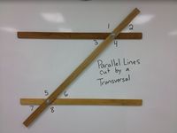 Parallel Lines cut by a Transversal. This is perfect way to show all the alternate interior/exterior angles, corresponding angles, and much more.