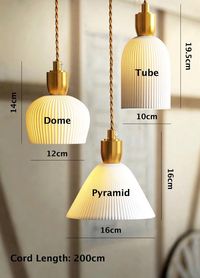 Ribbed Ceramic Pendant LED Light in Art Deco Style - Faredecor