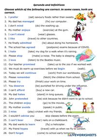 Actividad pdf online de Gerunds and Infinitives