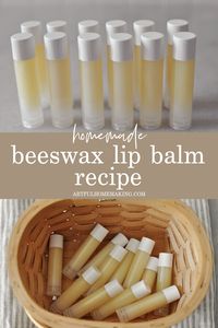 This homemade beeswax lip balm recipe has just four natural ingredients! It's so easy to make, and it takes just minutes to mix together.