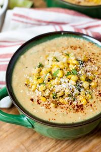 Mexican Street Corn Soup, served | Striped Spatula