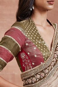 Buy Gold Handwoven Cotton Tissue Embroidery Dori V Kakoli Mughal Saree With Blouse For Women by Sue Mue Online at Aza Fashions.