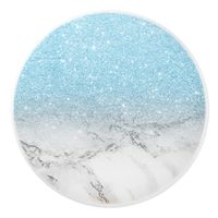 A cool, trendy and stylish faux blue glitter ombre on modern white marble background. You can personalize it by adding your name or monogram