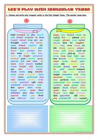 Let's Play With Irregular Verbs - English ESL Worksheets for distance learning and physical classrooms