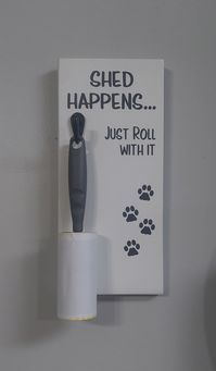 Great gift for anyone with fur babies. Anyone with pets knows using a lint roller can be a necessary before leaving the house.  This cute wooden wall hanging sign will enhance any entry way keeping your lint roller handy.   Personalization available.  Fast shipping. * Shipment is generally 1 to 3 business days.   * Pine Wood Grade A measuring approx. 12" H x 5.5" W.    * Comes with a complimentary lint roller.  * Saw tooth hanger on backside for easy hanging.   * Once wood is cut to size, we ens