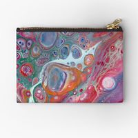 Original fluid art on canvas now on a zipper pouch. Lots of interesting cells and gorgeous blue, purple and pink areas that remind me of a nebula.