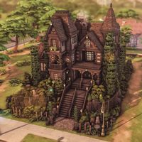 🖤 Base Game Dark Manor 🖤 I'm so happy that there are now some new color variations for many items in the base game. Building is twice as much fun! I'm hoping for a few more plants in the BaseGame at some point haha, but I don't think that'll happen. 🖤🌲🌇🖤🌲🌇🖤🌲🌇 This Victorian house on an overgrown hill has three bedrooms and is fully furnished. The furnishings are decorated in dark and heavy tones. 🖤🌲🌇🖤🌲🌇🖤🌲🌇 #thesims4builds #thesims4homes #showusyourbuilds #sccregram #somesimlishbuild #sim...