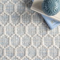 This beautiful unique honeycomb pattern is handmade in India from wool and cotton. The fringe detailing at either end is the perfect touch to complete this simple yet stunning floor covering. Choose from a variety of colorways to best suit your aesthetic. A rug pad is recommended to prevent slipping and to keep the rug lying flat in one place