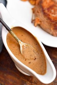 Peppercorn sauce is a great steak sauce that is easy to make and tastes absolutely perfect on steaks as well as chicken. It's a classic steakhouse sauce that will only take you 5 minutes to make and features crushed peppercorns, shallot, cognac, beef stock, and cream.