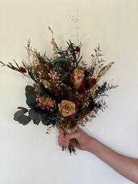 Beautiful, Natural bouquet filled With Dried and Preserved Flowers- One of a kind beauty will look simply beautiful on your wedding day and Not Only  Matching boutonniere. Dried flowers last months or longer and can be delivered in advance or close to your event date. Production time is 2 weeks before Shipping and each Item is made to order. We do have rush options available If you need it Quick, please add to your cartRUSH MY ORDER https://www.etsy.com/listing/687136376/rush-my-order?ref=shop_h