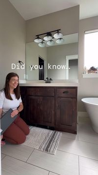 Did you know you can completely change the look of your cabinets without replacing the cabinet itself? 🤯   I have the full step-by-step tutorial on how I did it over at https://honeybuilthome.com/how-to-reface-your-cabinet/   #diybathroomremodel #diybathroomrenovation #bathroomrenovationonabudget