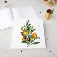 Chic Citrus Bouquet Foil Wedding Guest Book