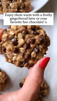 15min · 3 servings     3 large ripe bananas, mashed (the riper the banana= the sweeter the cookies!)  1.5 cups + 2 tbsp of old-fashioned rolled oats  1 tsp of pure vanilla extract (optional)  1/2 cup chocolate chips  1/3 cup crumbled walnuts or pecans  3 Tbsp of your favorite nut butter!  1/4 tsp of sea salt  For sweeter cookies: 1-2 tbsp of raw agave, raw honey or pure maple. *optional  Instructions  Mash the bananas, add the rest of the ingredients, mix, shape into cookies. Bake at 350F for ~12-13 mins or until the edges are golden brown. Enjoy!