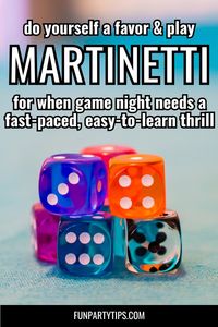 Looking for a fun party game that's easy to learn and a blast to play? Martinetti Dice Game is your answer! It's a great indoor game, ideal for game night with friends or a family fun night with littler kids. This dice game for kids and adults will keep everyone entertained. Don’t miss our free printable to kickstart your evening of fun!