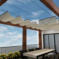 Beige Retractable Slide on Wire Canopy Awning Roofing Replacement for Deck Patio | eBay