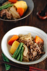 Make this classic Japanese dish, Nikujaga (Japanese Meat and Potato Stew) using your Instant Pot (pressure cooker)! #InstantPot #Nikujaga | Easy Japanese Recipes at JustOneCookbook.com