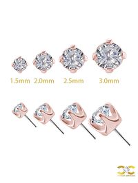 Prong Set Diamond Push-In Stud Earring, 18k Rose Gold is a Piercing Jewellery with a Flat Back Labret Bar.

An earring you can wear all the time, at a Cartilage Piercing or other at piercings depending on the size.

Smaller sizes, 1.5mm and 2.0mm are an excellent choice for Helix Piercing, Conch Piercing, Lobe Piercing, Tragus Piercing, Forward Helix Piercing, Nose Piercing, Medusa Piercing

Larger sizes, 2.5mm and 3.0mm are best suited to Helix  Piercing, Conch Piercing, Lobe Piercing