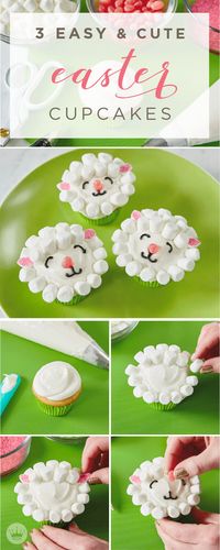 This Easter, offer to bring dessert to your family get together. These 3 easy and cute Easter cupcakes, inspired by Hallmark, are the perfect sweet treats for your holiday festivities. Click here to see step-by-step tutorials including this one for lamb cupcakes!