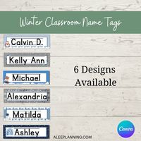 Winter Classroom Name Tags Canva Editable Winter Classroom Decor Cubby Name Tag Student Name Tag Name Tag for Desk Daycare Classroom - Etsy