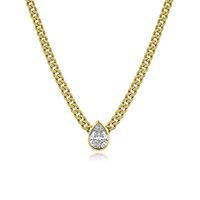 Bezel Pear Diamond Cuban Necklace – Alev Jewelry