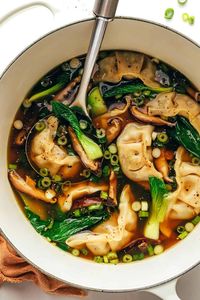 Dec 31, 2023 - This cozy potsticker soup recipe comes together in just 25 minutes and is easy to customize with your favorite dumplings and veggies.