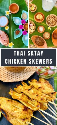 Thai satay chicken skewers are a tasty snack or appetizer. Enjoy this street food classic with an easy marinade that’s creamy and perfect for grilling or BBQing in the summer backyard.