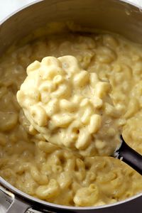 Creamy stovetop mac and cheese is rich, flavorful, and filled with gruyere and cheddar cheeses. Use macaroni or shells to create this homemade side dish.