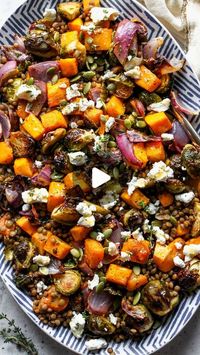 Jamie Vespa MS, RD on Instagram: "Roasted Veggie Lentil Salad with Maple-Mustard Dressing. A nutrient-packed, satisfying winter salad that’s just as delicious warm as it is chilled or closer to room temp. Toss warm so the goat cheese melts into the nooks and crannies of the caramelized veggies.🤌🏻 . . Click the link in my bio to access the recipe, or comment “Lentil Salad” below and I’ll send the link directly to your inbox! . . #dishingouthealth #healthyrecipes #mealprep #glutenfreerecipes #vegetarianrecipes #meditteraneandiet #lunchideas"