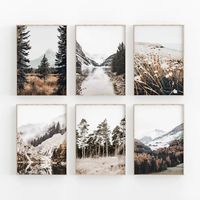 Premium Set of 6 Forest Print , Modern Minimalist Poster, Flowers Art Print, Home Decor, Home Decor