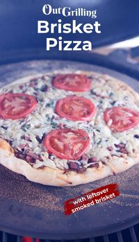 Brisket Pizza is one of the best recipes to make with leftover smoked brisket. Skip the takeout and frozen pizza and make this delicious homemade pizza on the grill tonight.