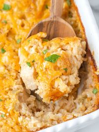 Chicken and Rice Casserole is a family favorite easy chicken casserole recipe. Chicken, rice, creamed soup, chicken stock, and seasonings.