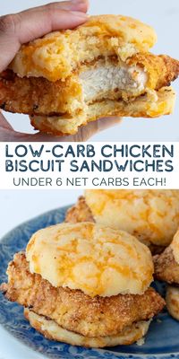 This amazing chicken biscuit sandwich recipe is keto-friendly and gluten-free! These tasty breakfast sandwiches freeze and reheat perfectly, so this makes a great meal prep recipe to make keto life easy.