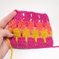 The larksfoot crochet stitch is made up of double crochets and chains. Super easy but lovely pattern.