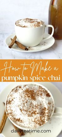 This tea latte is a fun twist on the traditional masala chai by adding in pumpkin. Pumpkin spice chai latte is the perfect tea for fall. It’s easier to make than you think and much more economical than Starbucks! It is the quintessential fall tea!