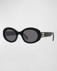 Get free shipping on Celine Triomphe Logo Oval Acetate Sunglasses at Neiman Marcus. Shop the latest luxury fashions from top designers.