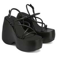 Vanessas High Heel Sandals Ladies New Ribbon Breathe Wedges Heels