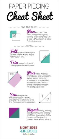 Paper Piecing Cheat Sheet | Right Sides Together #quilts #paperpiecing #quilting