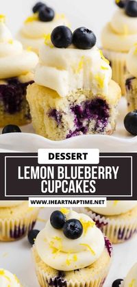 These lemon blueberry cupcakes are made with tender lemon cupcakes, juicy blueberries and topped with an easy lemon cream cheese frosting. They are the perfect spring or summer dessert!