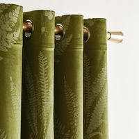 PRICES MAY VARY. Package Detail: Your package includes 2 green leaf pattern velvet curtain panels, each panel drape measures 52 inch wide by 84 inch long and features 8 rust-proof 1.6 inch inner diameter grommets. Fits well with most standard curtain rods. Soft and Smooth Materials: Our velvet curtains are made of velvet fabric with OEKO-TEX Standard 100 and Global Recycled Standard. With soft and smooth hand feel, these light filtering velvet window covering give your room a luxury and elegant look. Luxurious Curtains: This green curtain, made using embossed technology, features fern plant patterns that are as light and ethereal as forest fairies, bringing a fresh breath of air to the room. Not only does this curtain serve a decorative purpose, but it also helps create a cozy atmosphere i