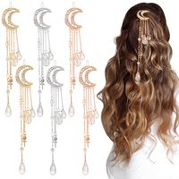 PRICES MAY VARY. Add Charm to Your Hairstyles: these moon hair pins jewelry feature tassels with moon star ornaments, exquisite in appearance and nice in craftsmanship, classic and stylish accessories, bright and adorable rhinestones, adding more charm and loveliness to your hairstyles Solid and Sturdy: these tassel beautiful hair pins are made of quality alloy material, solid and sturdy, inlaid and embellished with rhinestones, reliable to use, look shiny and glittering, full of beautiful luste